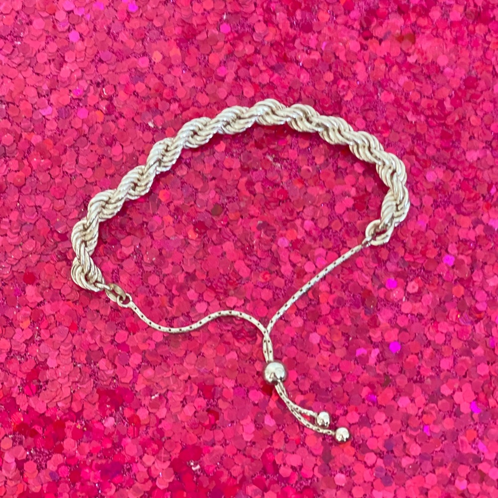 NEW, Silver Twisted Rope Bracelet Adjustable